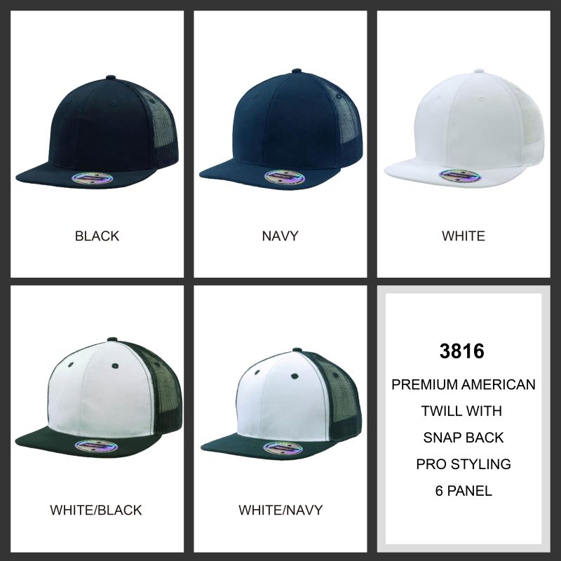 Headwear 6PNL American Twill Flat Peak/Mesh Back Cap