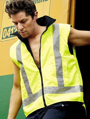 Unisex Adults Hi-Vis Reversible Vest With Reflective tape - Includes Embroidery Left Chest Back Print