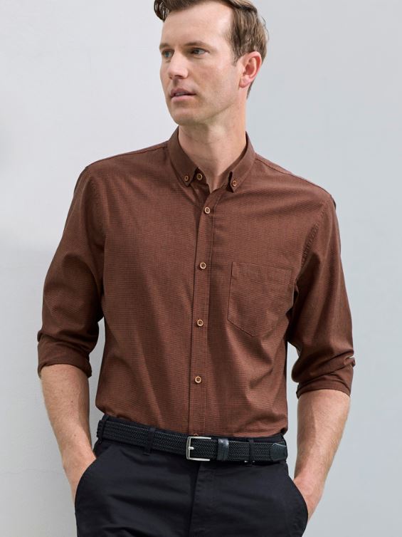 Soul Mens Micro-Check LS Shirt