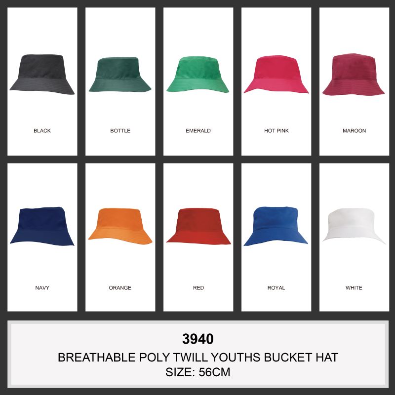 Headwear YOUTHS Breathable Poly/Twill Bucket Hat