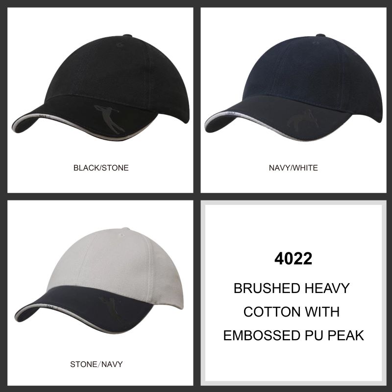 Headwear 6PNL Brushed Heavy Cotton Golf Cap w/- Embossed Peak