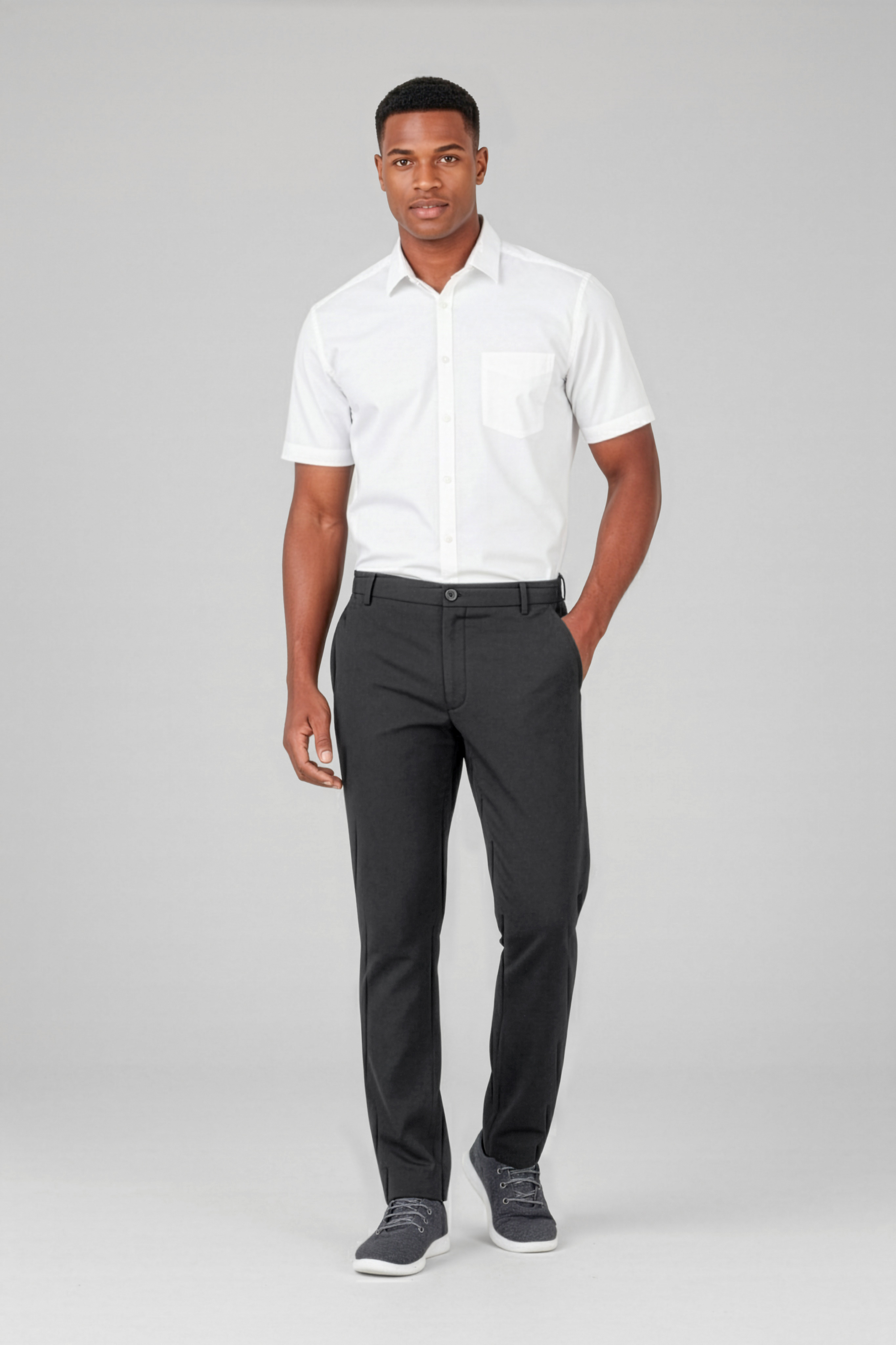 Biz Care Mens Comfort Waist Flat Front Pant
