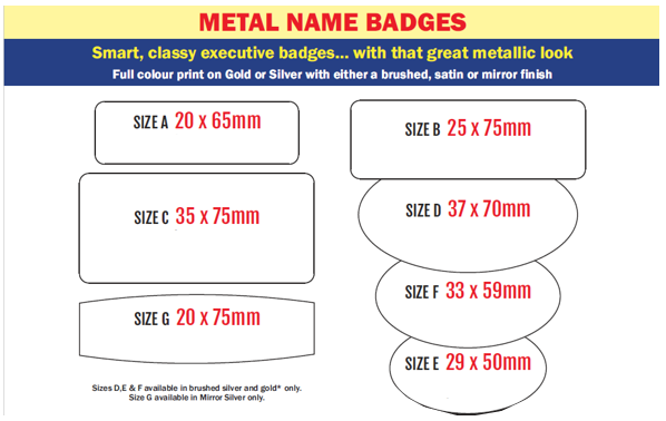 Metal Name Badge Size A - 20 x 65mm
