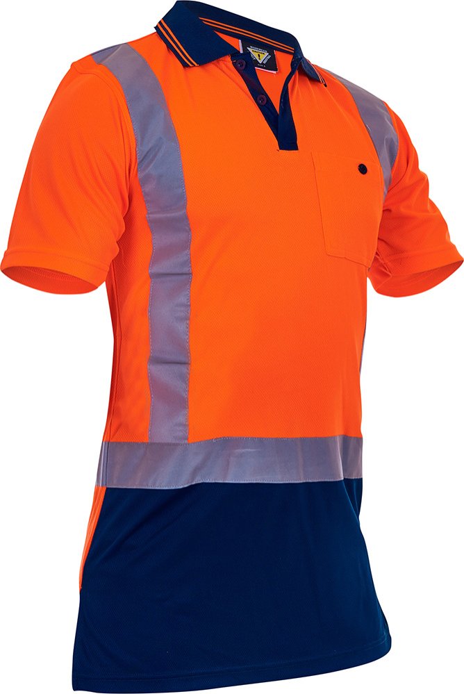 D/N S/S Microfibre Polo - Orange/Navy