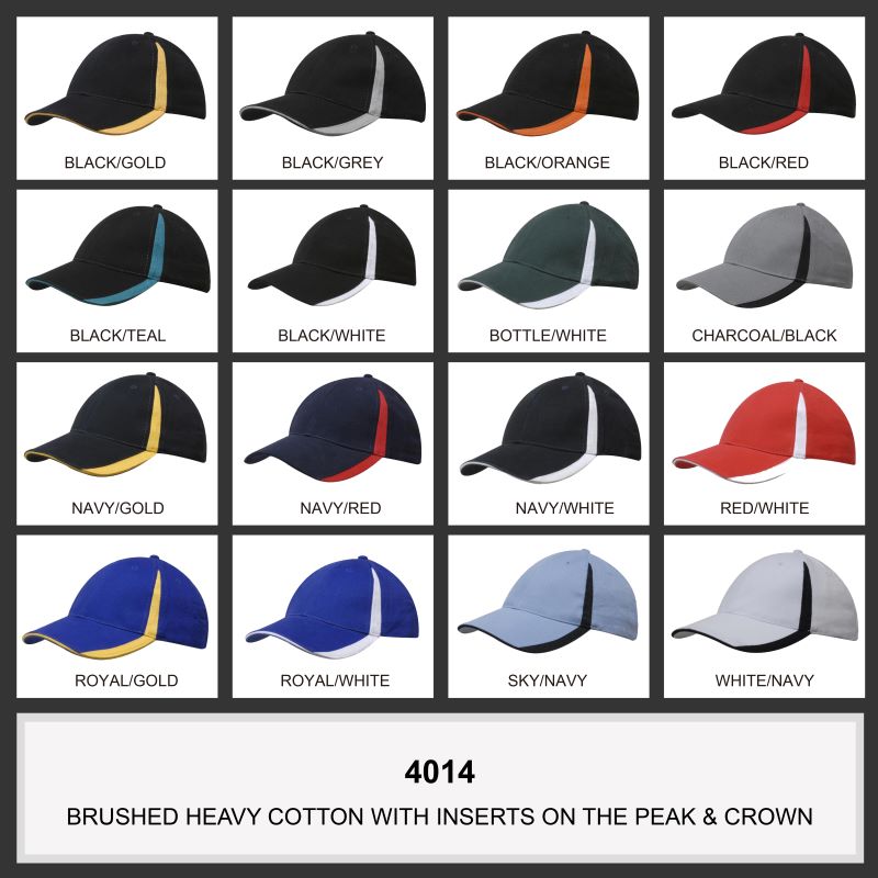 Headwear 6PNL Brushed Cotton Heavy Cotton w/- Inserts on Peak & Crown