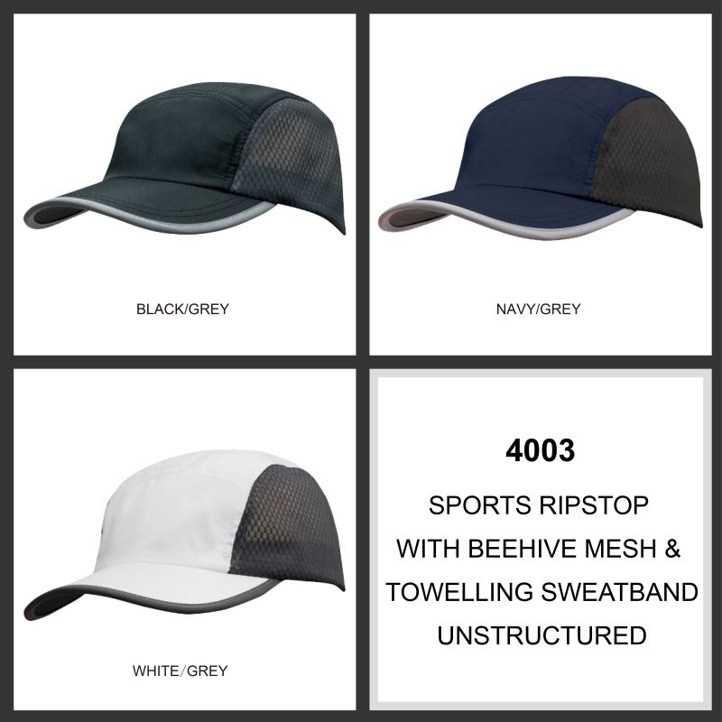 Headwear 6PNL Sports Rip-Stop Cap w/- Mesh Side Panels