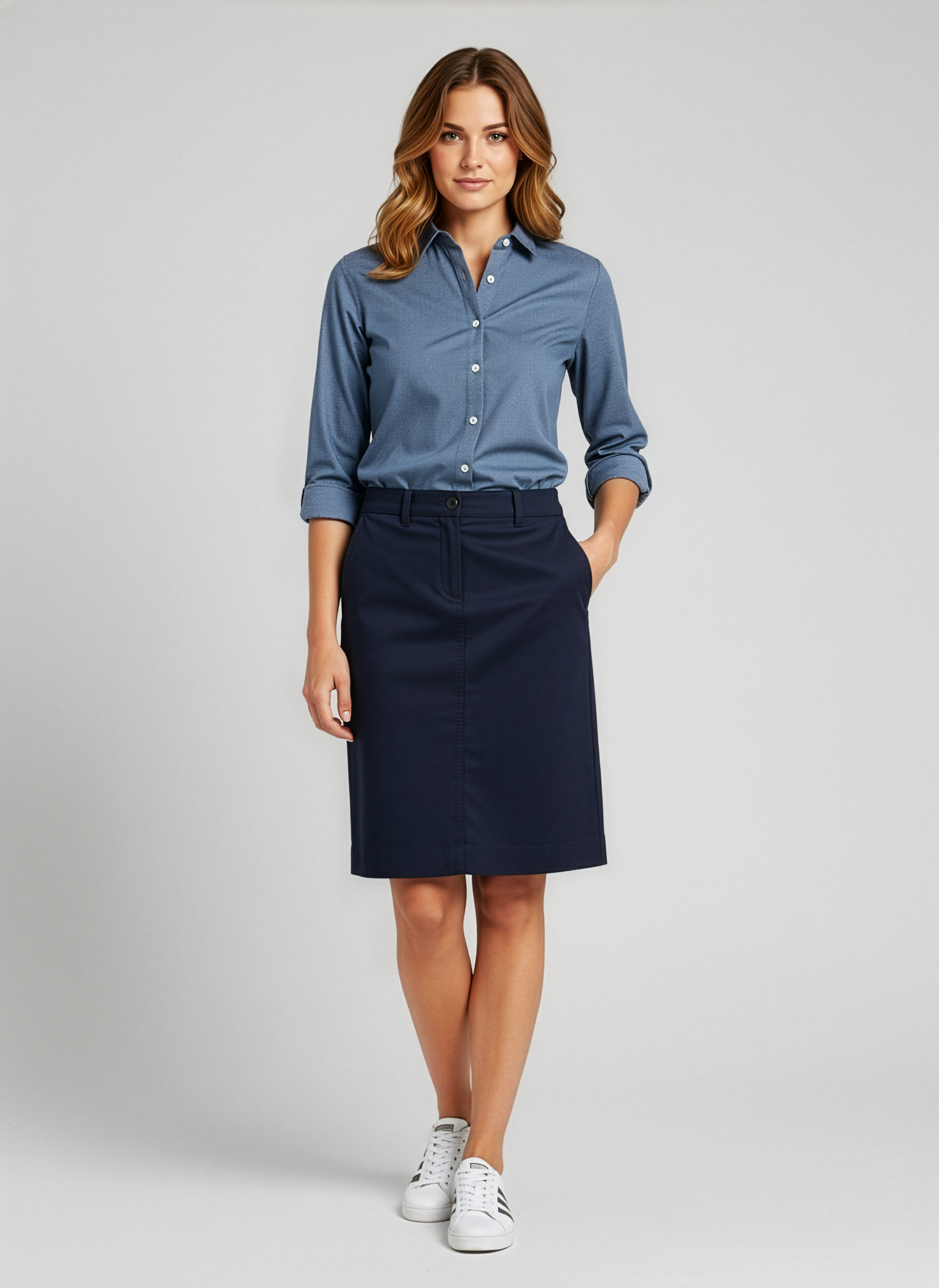 Biz Collection Ladies Lawson Chino Skirt
