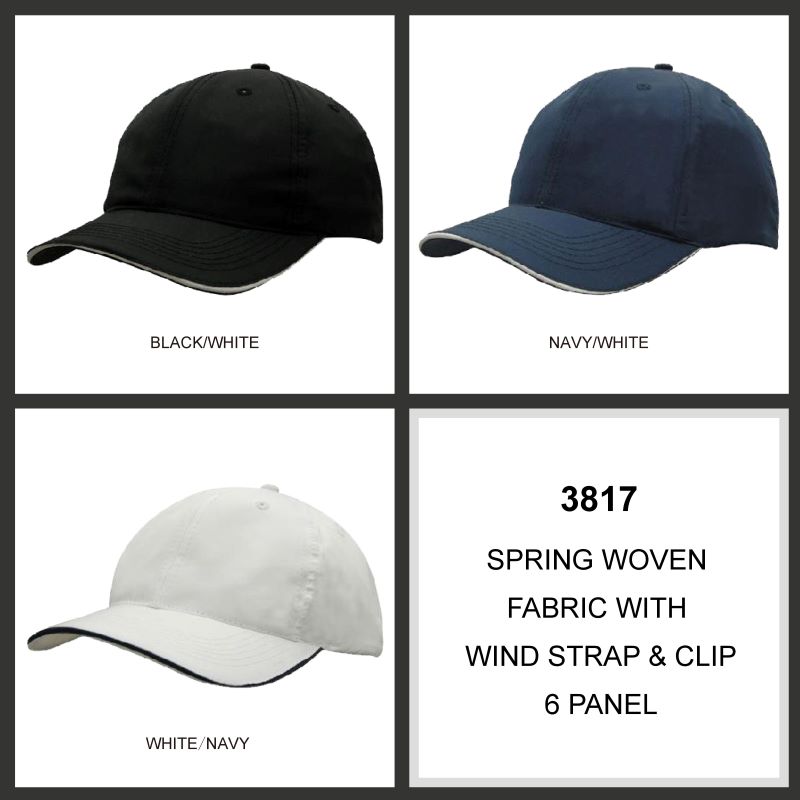 Headwear 6PNL Spring Woven Sports Cap w/- Strap & Clip