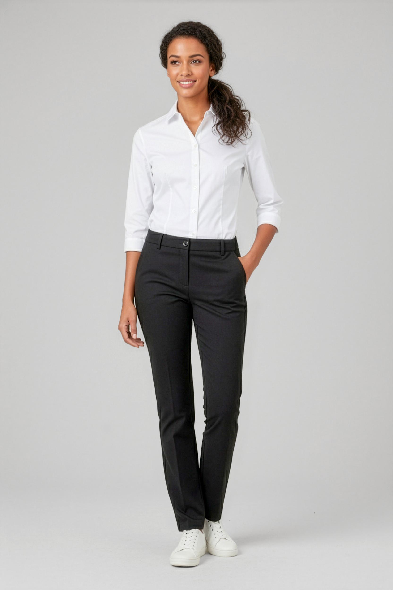 Biz Care Womens Comfort Waist Straight Leg Pant