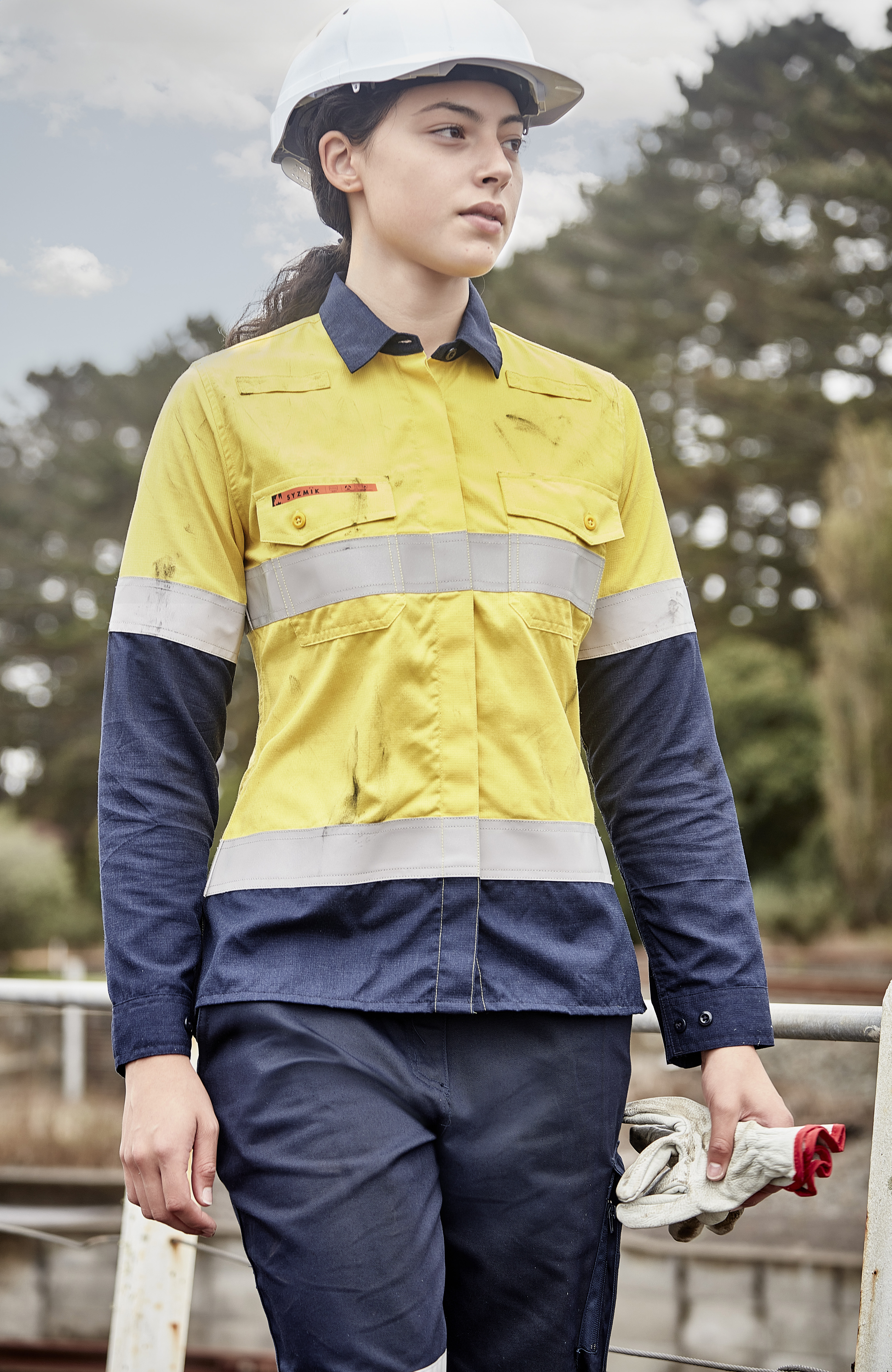 Womens Orange Flame Lightweight Ripstop Taped Shirt