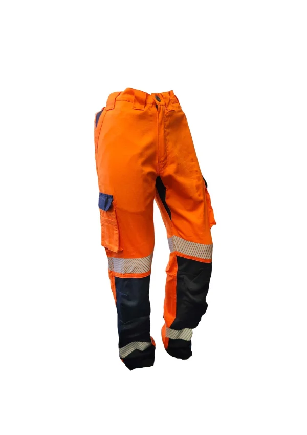 Safe-T-Tech 220gsm RIPSTOP Cotton Orange/Black Taped Pants