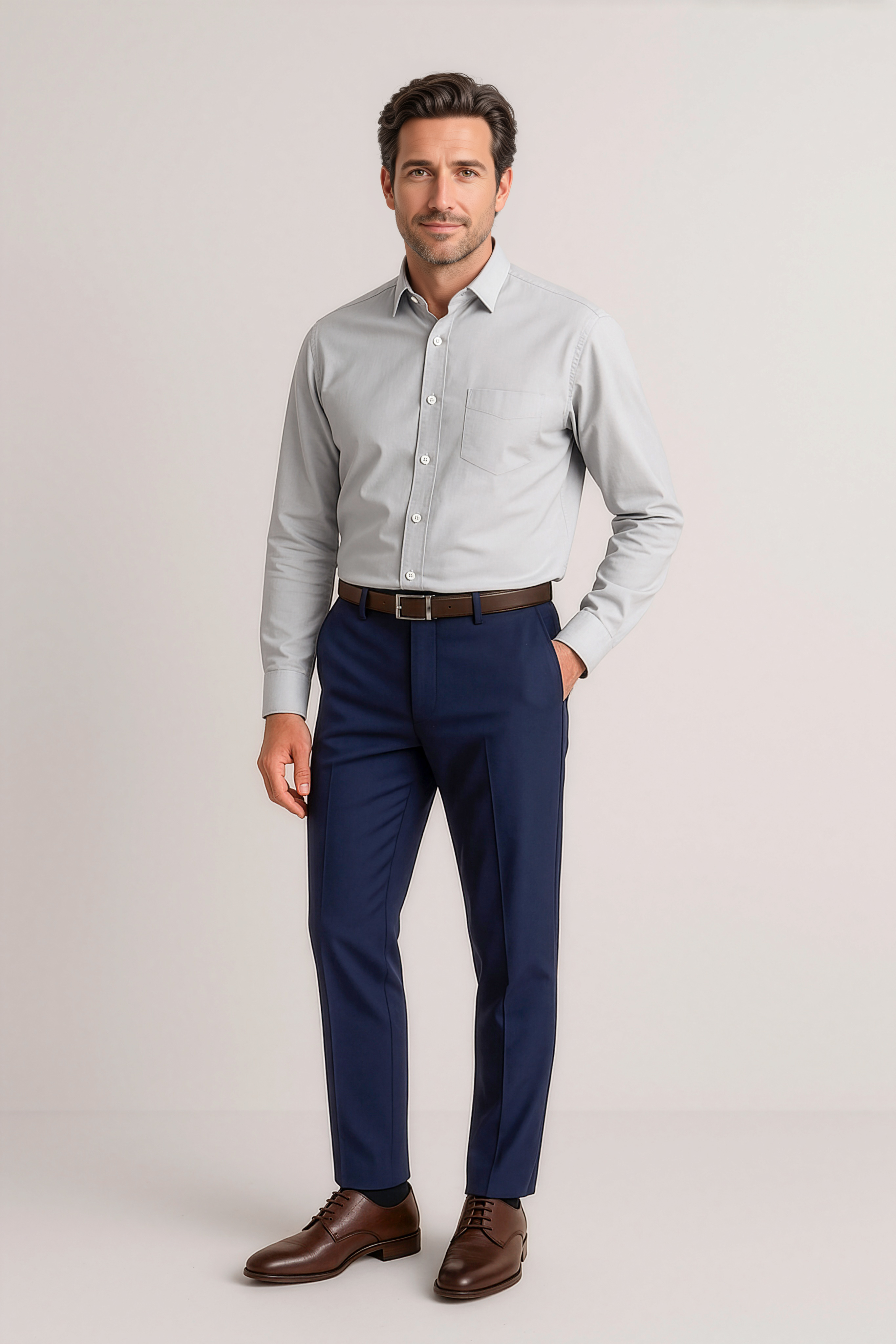 Biz Corporates Mens Slim Fit Flat Front Pant Regular