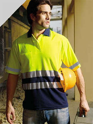 Unisex Adults Hi-Vis Polyface / Cotton back Polo With 3M Reflective Tape