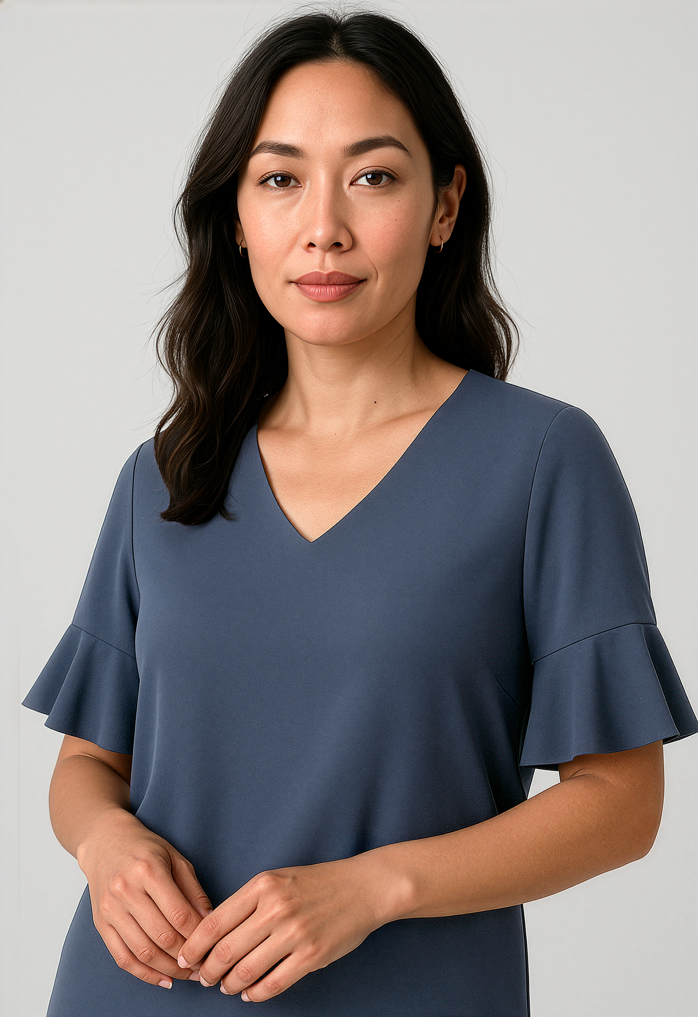 Biz Corporates Womens Aria Fluted Sleeve Blouse