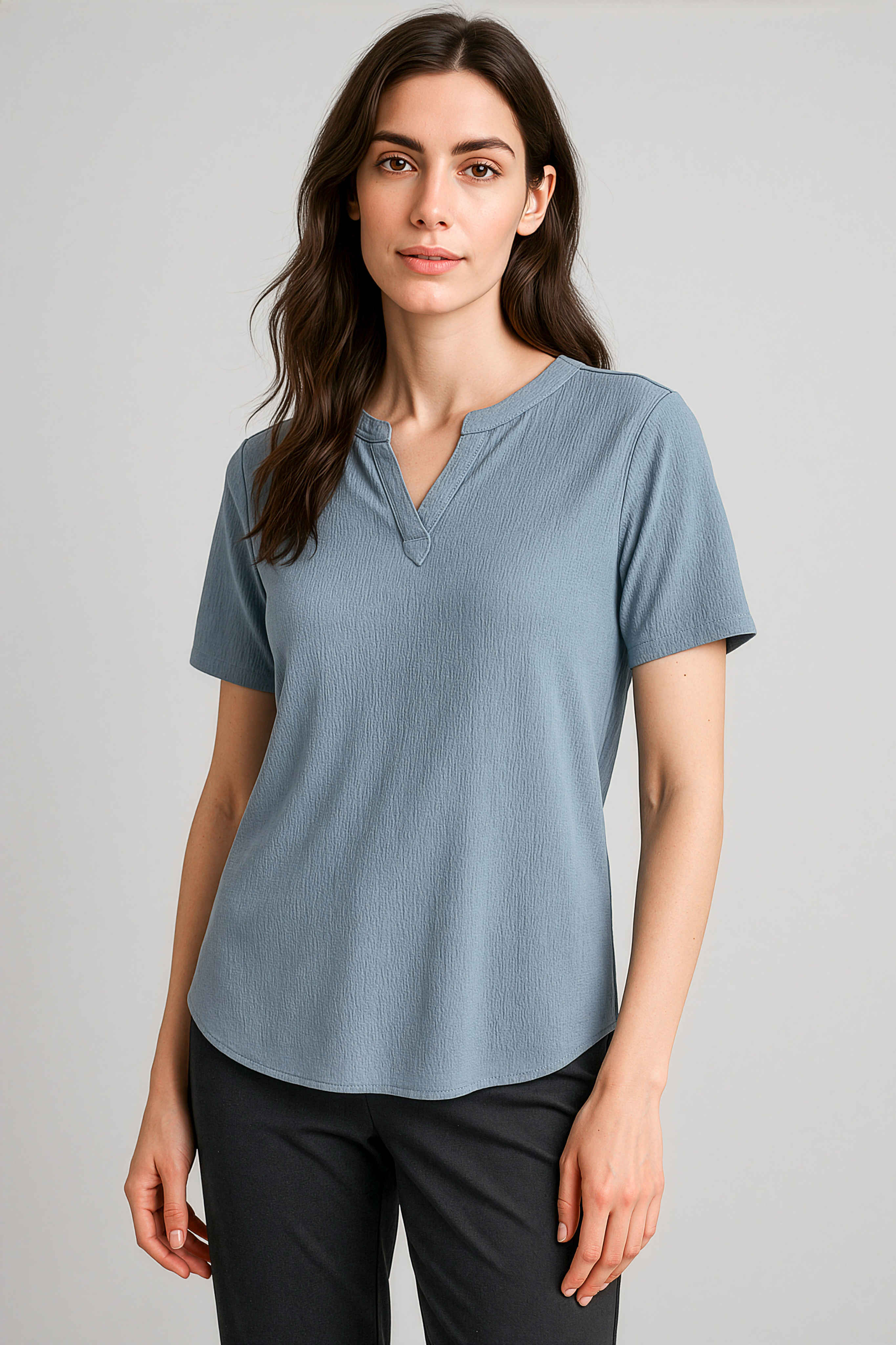 Ruche Womens Short Sleeve Tunic Blouse