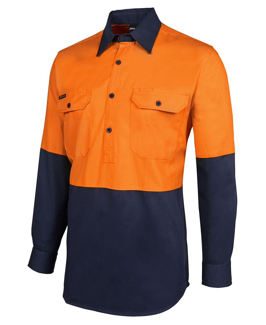 JB's Hi Vis Close Front L/S 190g Work Shirt