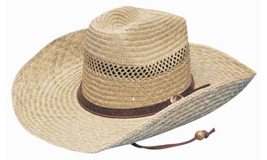 Headwear Cowboy Straw w/- Leather Band