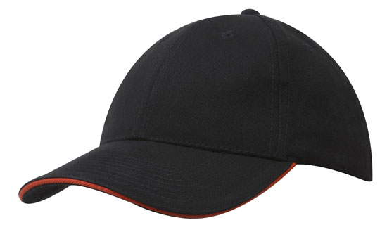 Headwear 6PNL Brushed Heavy Cotton Cap w/- Sandwih Peak Trim