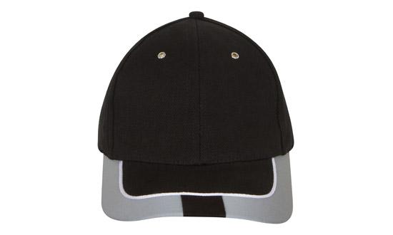 Headwear 6PNL Brushed Heavy Cotton Cap w/- Reflective Sandwich Trim & Peak Tab