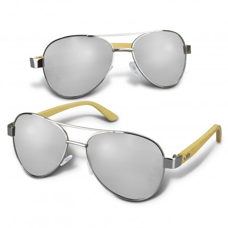 Aviator Mirror Lens Sunglasses - Bamboo