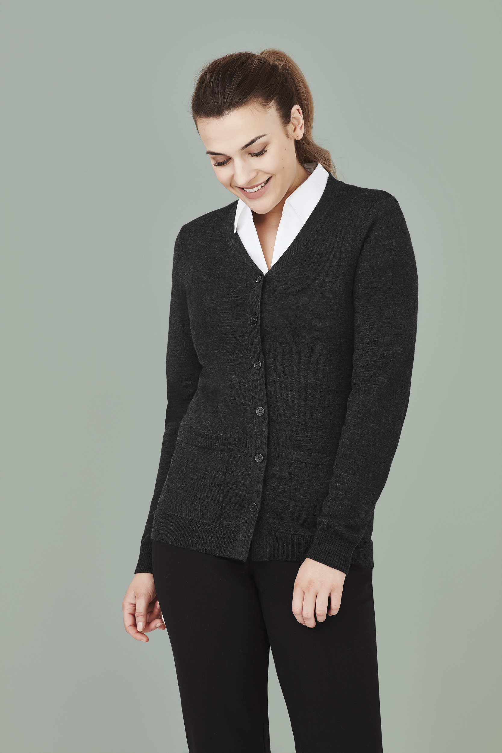 Biz Care Womens Button Front Cardigan