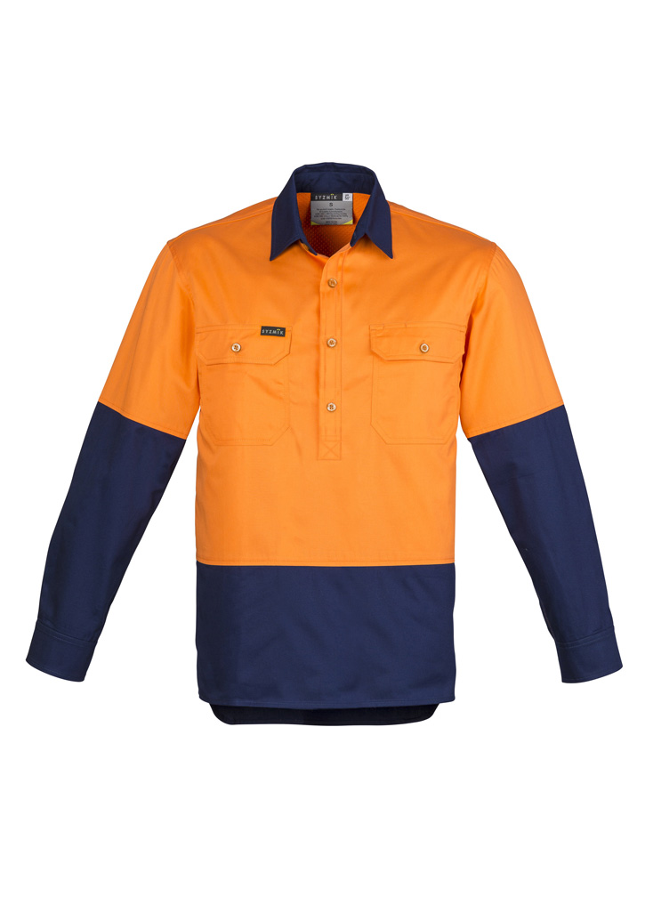 Syzmik Mens Hi Vis Closed Front L/S Shirts