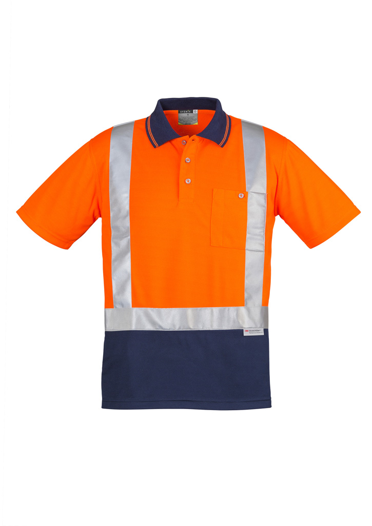 Syzmik Mens Hi Vis Spliced Polo - Short Sleeve Shoulder Taped