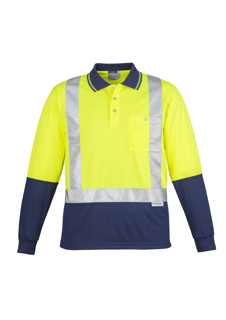 Syzmik Mens Hi Vis Spliced Polo - Long Sleeve Shoulder Taped