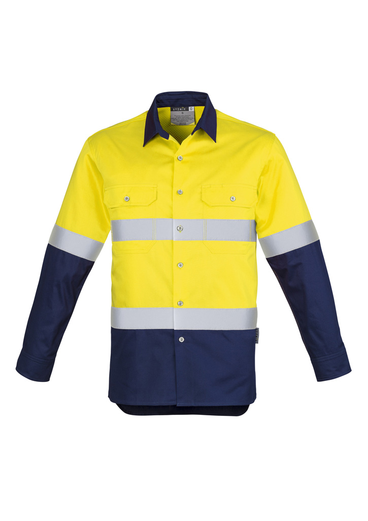 Syzmik Mens Hi Vis Spliced Industrial Shirts - Hoop Taped