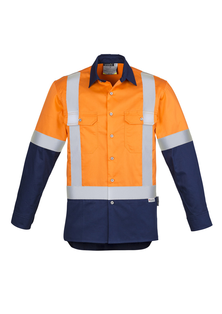 Syzmik Mens Hi Vis Spliced Industrial Shirts - Shoulder Taped