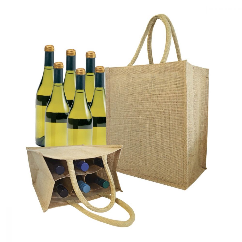 Six Bottle Jute Tote Bag