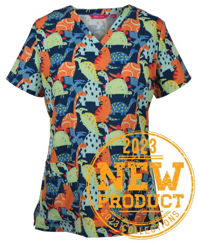 Ladies Scrub Top Printed