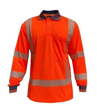 140gsm TTMC D/N Long Sleeve Orange Polo Shirt