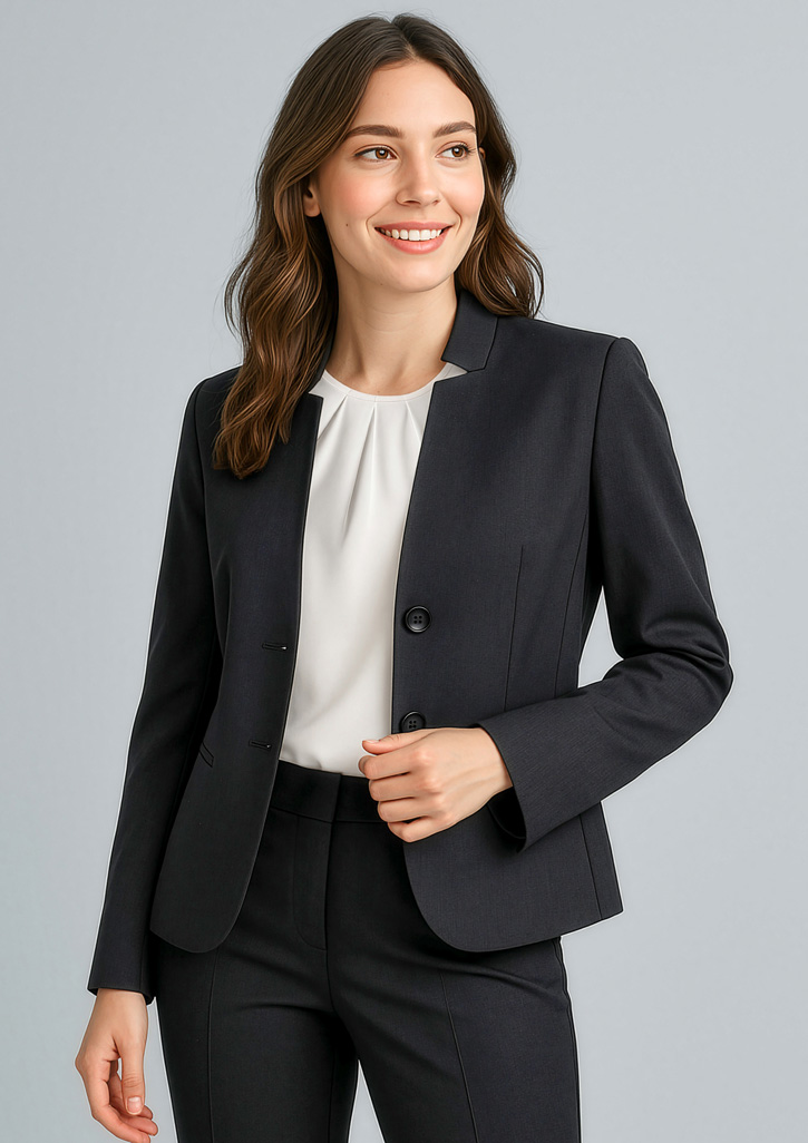 Biz Corporates Womens Short Jacket with Reverse Lapel