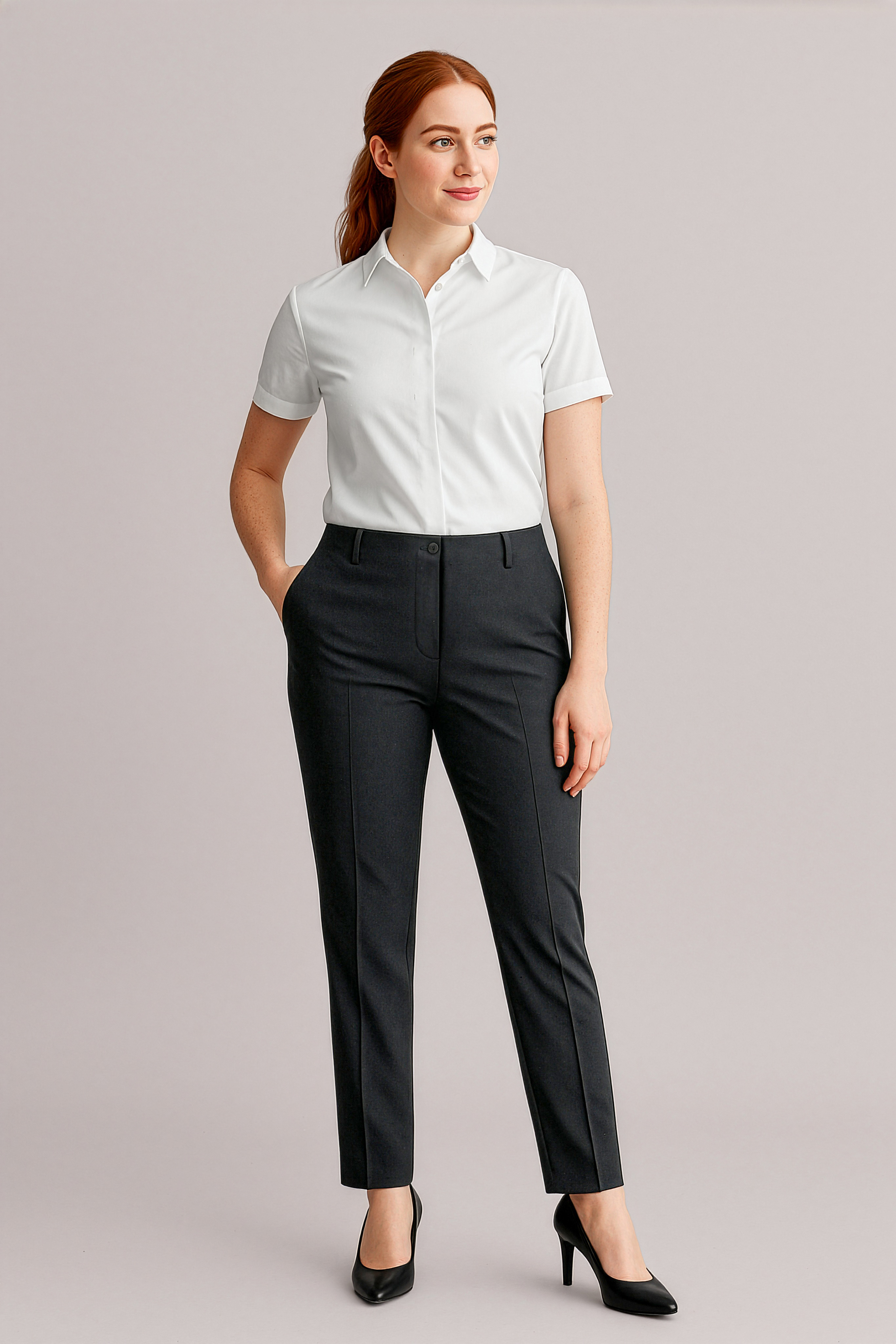 Biz Corporates Womens Bandless Elastic Waist Pant