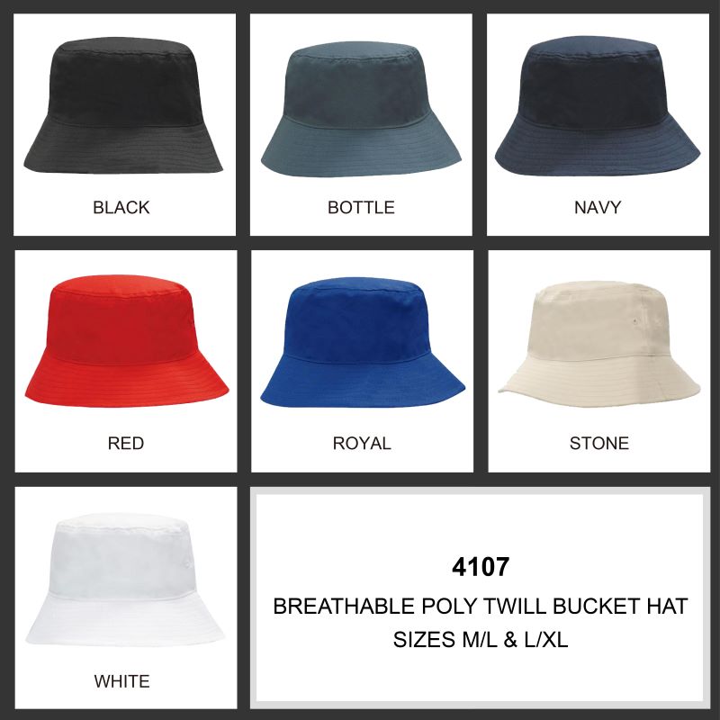 Headwear Breathable Poly/Twill Bucket Hat