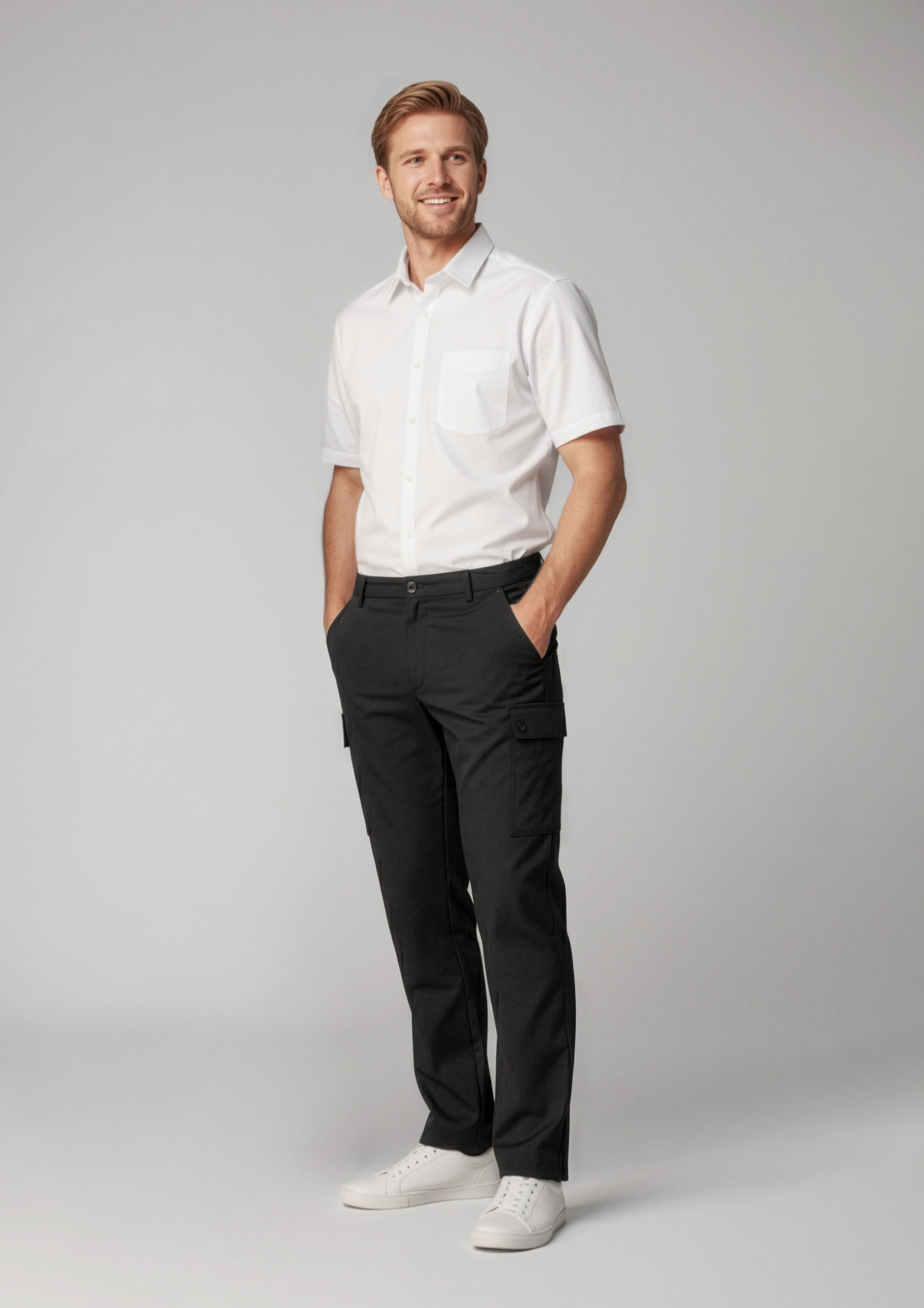 Biz Care Mens Comfort Waist Cargo Pant