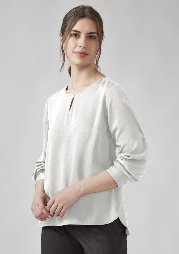 Evely Womens Long Sleeve Key Hole Blouse