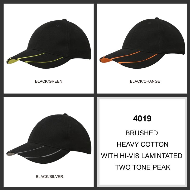 Headwear 6PNL Brushed Heavy Cotton Cap w/- Hi-Vis Peak Inserts