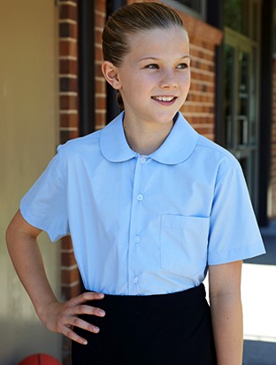 Girls Peter Pan Collar Short Sleeve School Shirts-18-22