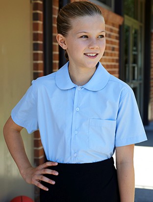 Girls Peter Pan Collar Short Sleeve School Shirts