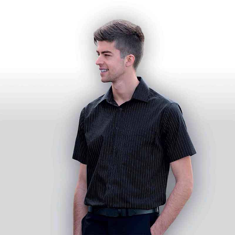 BMV The Omega Stripe Short Sleeve Shirts - Mens