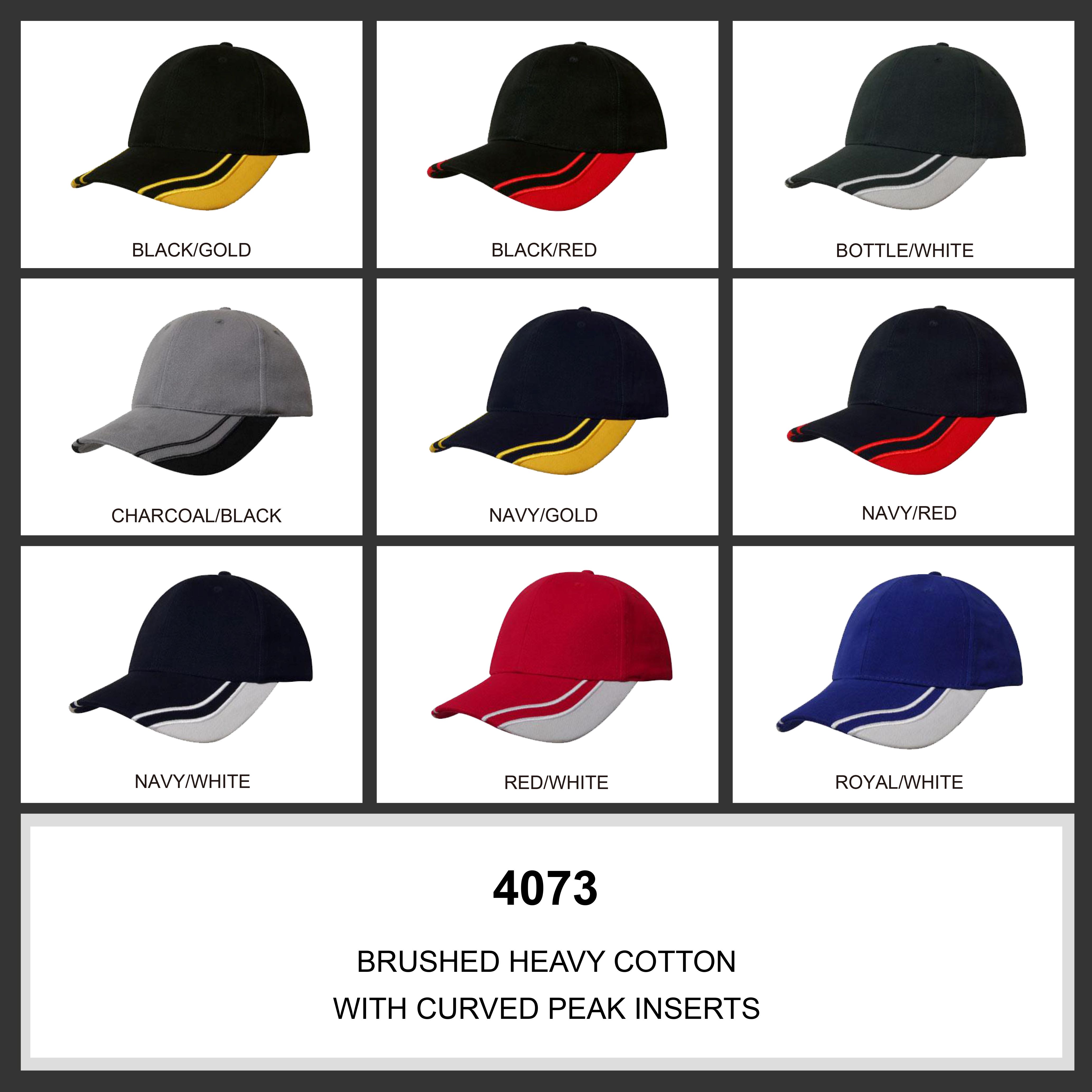 Headwear 6PNL Brushed Heavy Cotton Cap w/- Curved Peak Inserts