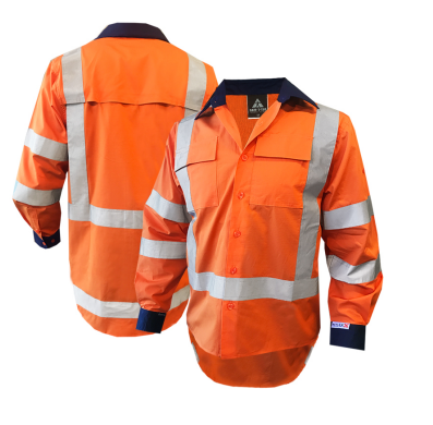 155gsm RIPSTOP TTMC D/N LS Orange/Navy Cotton Shirt