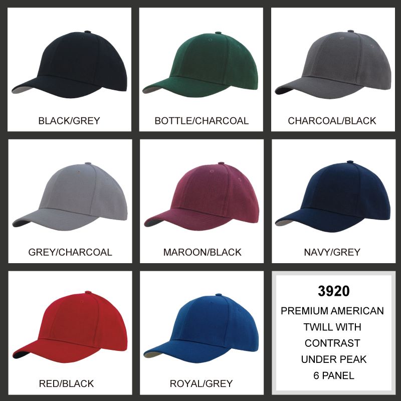 Headwear 6PNL American Twill Contrast Peak Under Cap