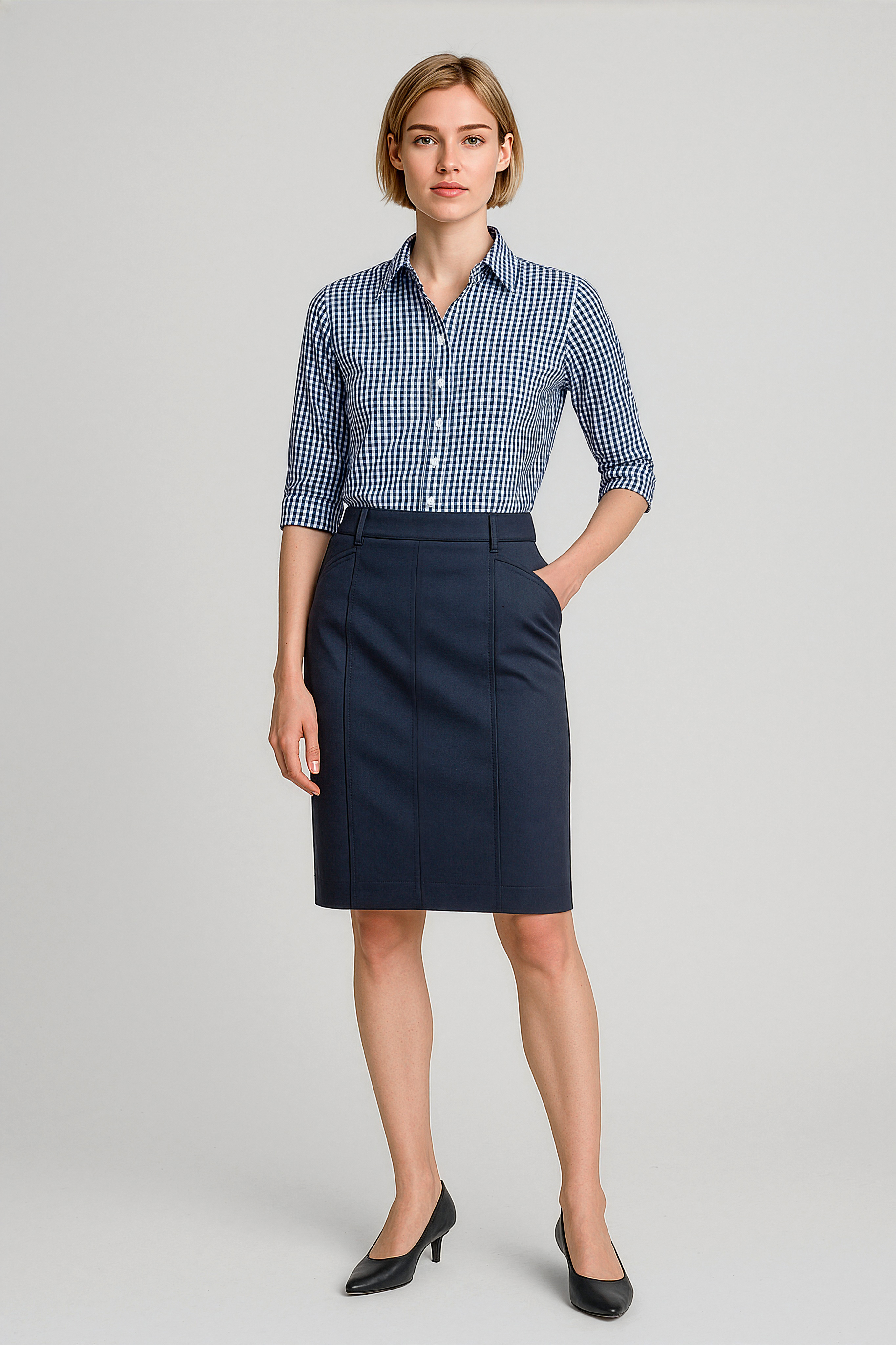 Traveller Womens Mid Waist Stretch Chino Skirt