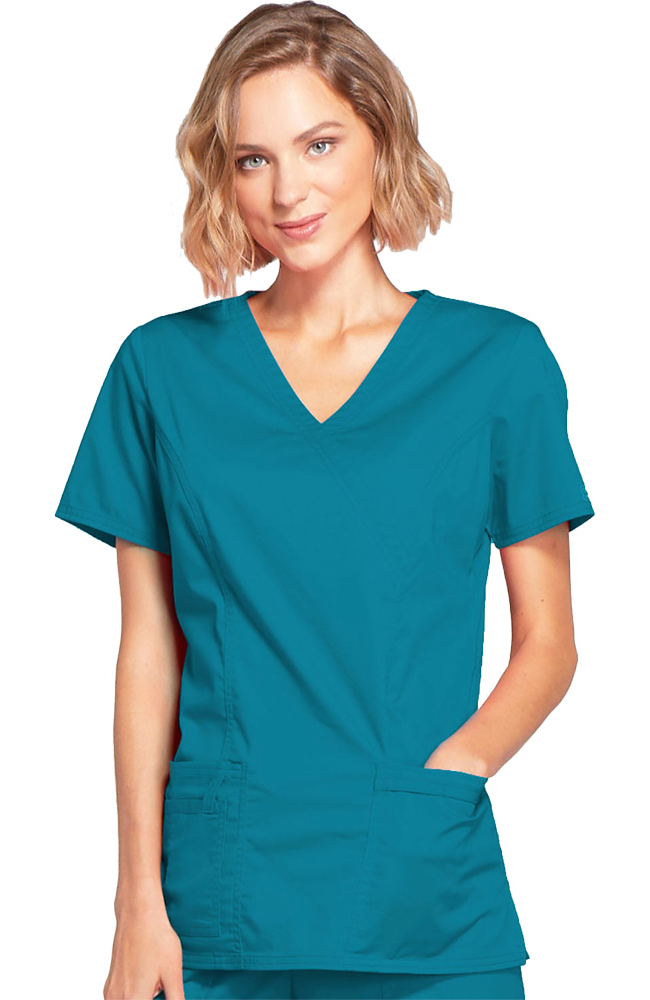 Core Stretch Mock Wrap Top