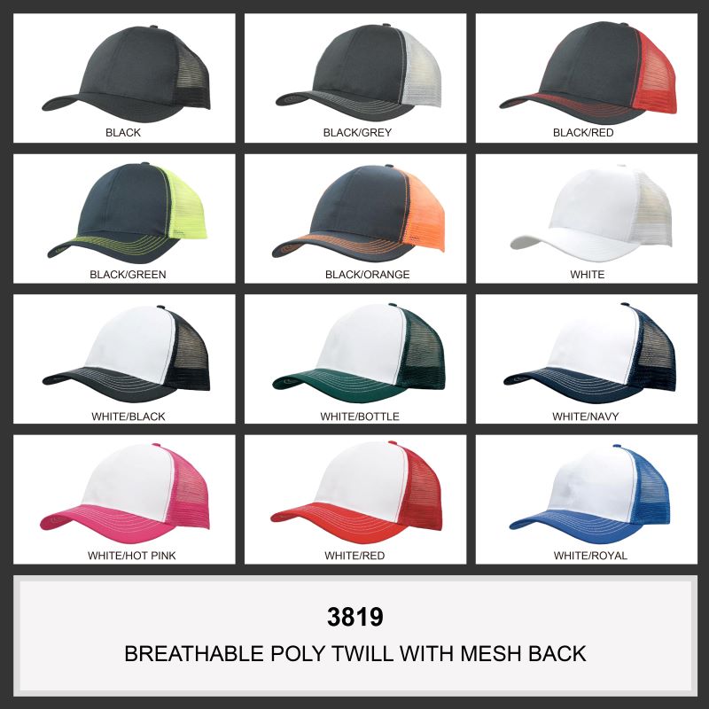 Headwear 6PNL Breathable Poly/Twill Mesh Back Cap