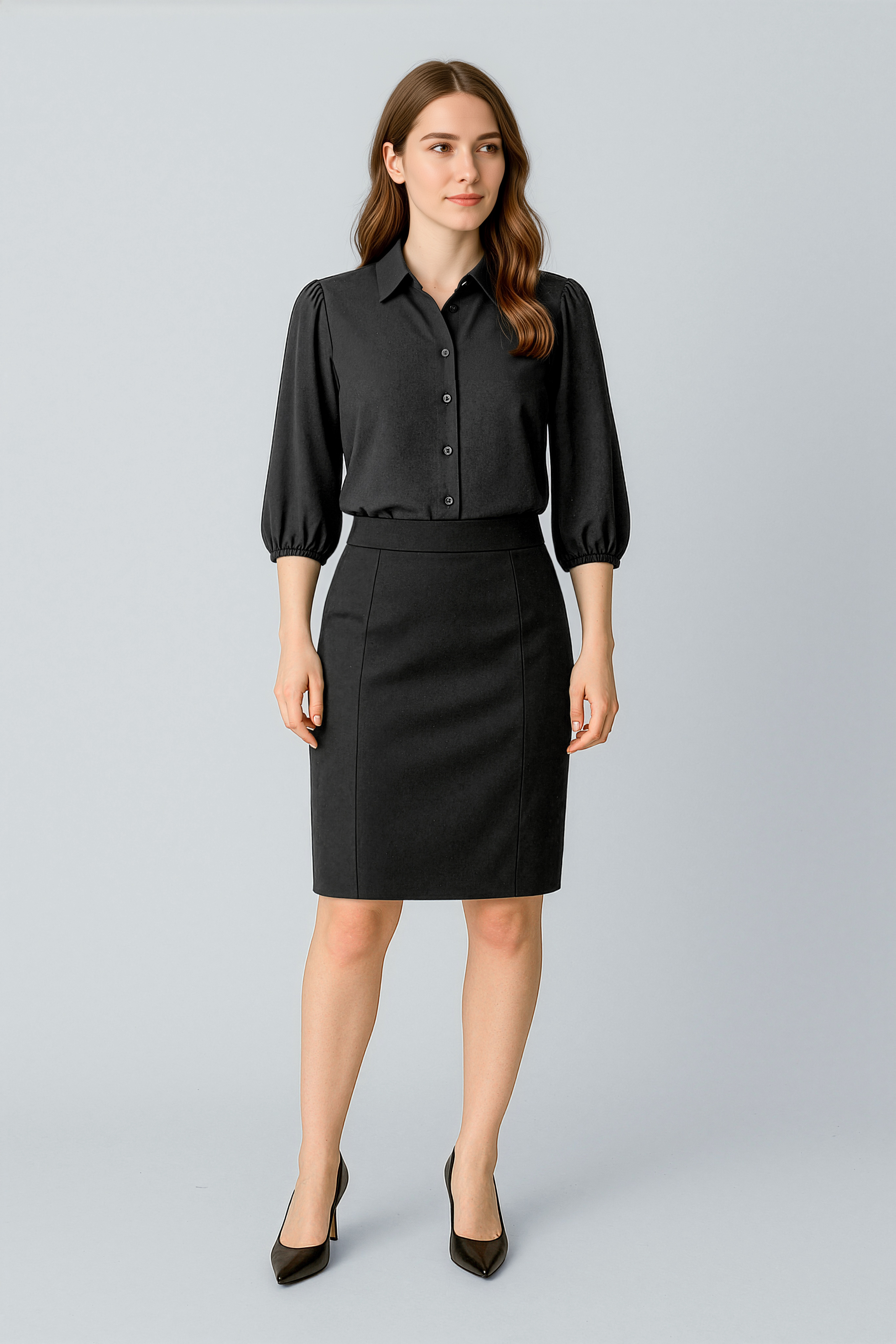 Womens Mid-Waist Pencil Skirt