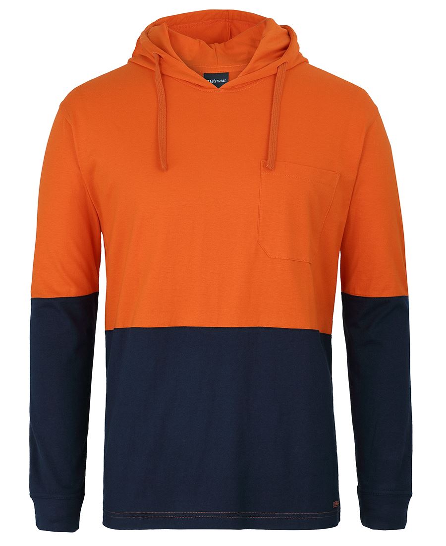 JB's Hi Vis L/S Cotton Tee with Hood - OS